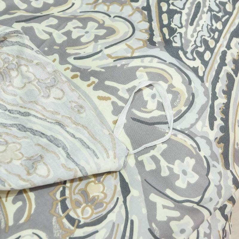 Luxusní Povlečení Ze 100% Bavlny Paisley 3 Ks Elegantní Sada Šedých Povlaků Na Přikrývku Se Zapínáním Na Zip