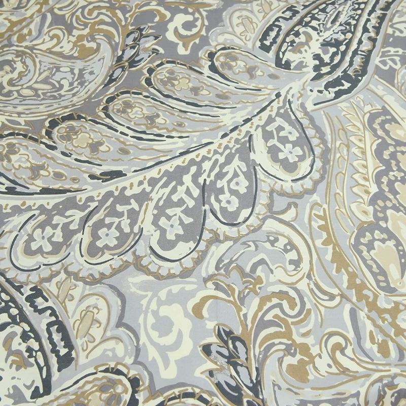 Luxusní Povlečení Ze 100% Bavlny Paisley 3 Ks Elegantní Sada Šedých Povlaků Na Přikrývku Se Zapínáním Na Zip