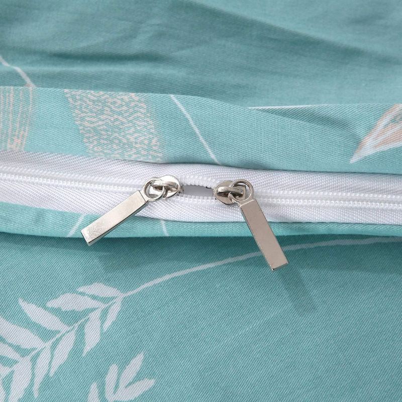 Módní Teal Floral Farmhouse Povlečení 100% Bavlna Hypoalergenní Sada Povlaků Na Přikrývku Se Zapínáním Na Skrytý Zip 3 Díly