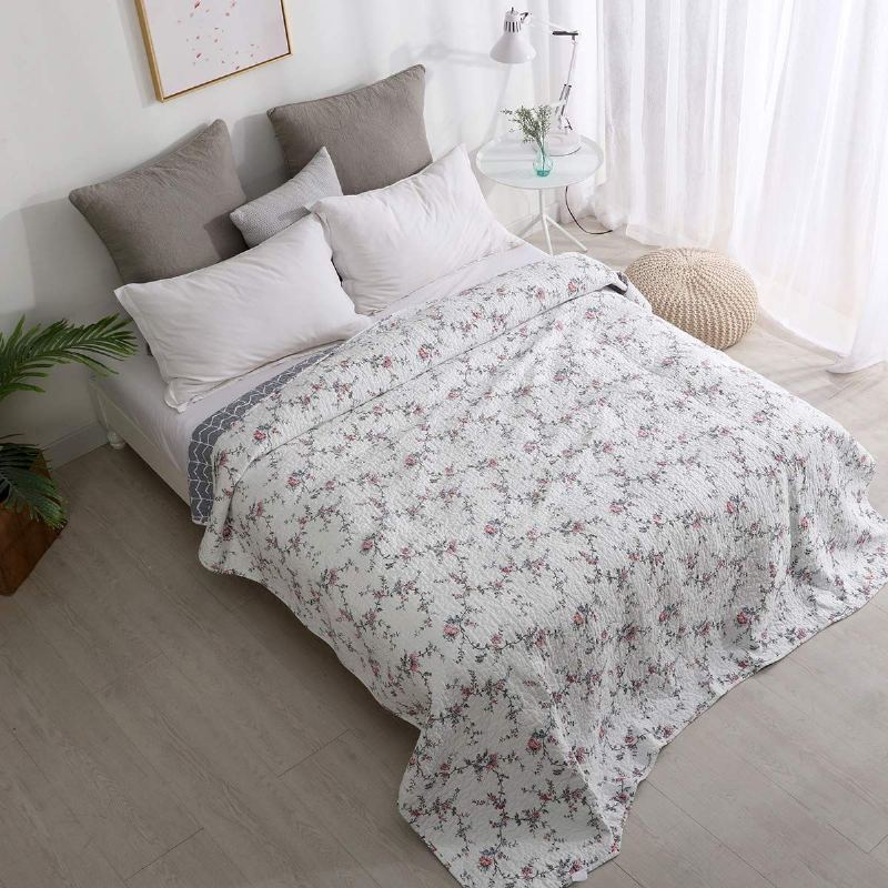 Oboustranný Prošívaný Přehoz A Side Mordern Styl B Farmhouse Květinový Prošívané Přikrývky Plná Velikost