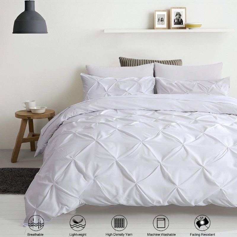Sada 3 Ks Povlečení Na Přikrývku Se Špetkou Pleat Moderní A Luxusní Pintuck