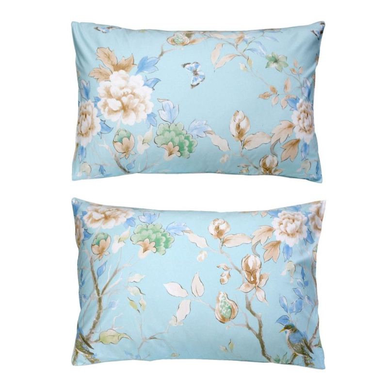 Sada 4 Ks Farmhouse Květinové Ložní Prádlo Shabby Blue Bird Print Prostěradla Počet Nití 800 100% Egyptská Bavlna Hluboká Kapsa