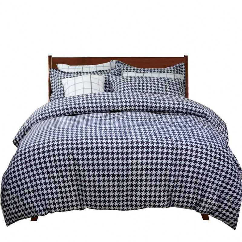 Sada Bavlněných Dekoračních Povlečení 3 Kusy Houndstooth Dogtooth Štěně Povlaků Na Přikrývku (černobílá)