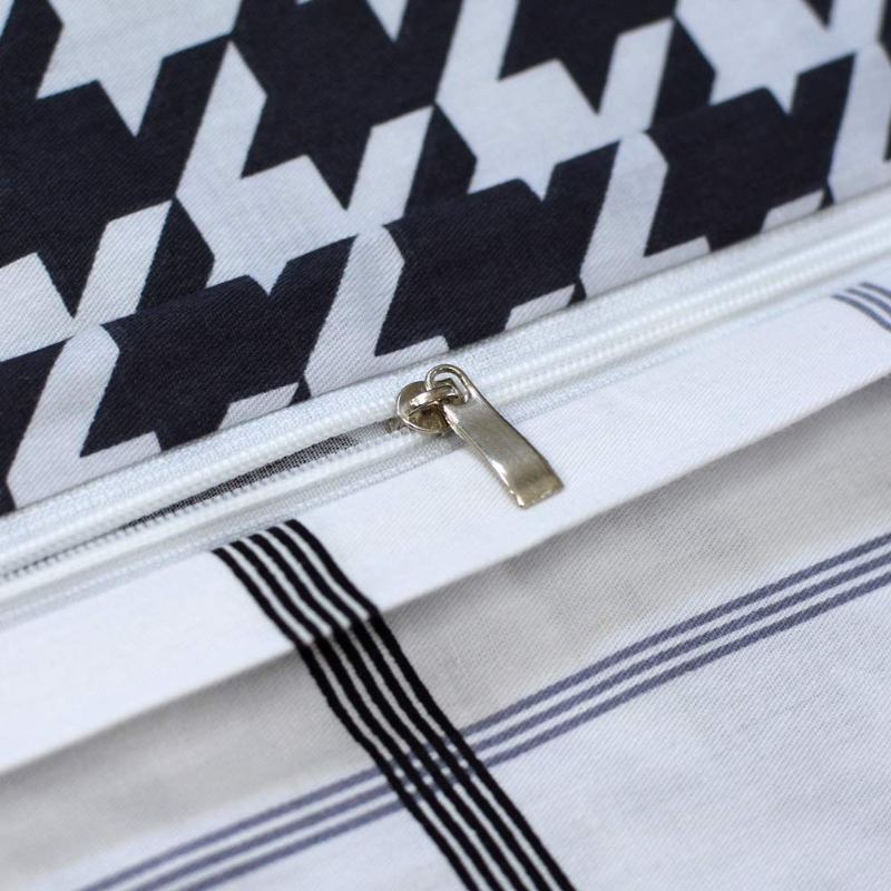 Sada Bavlněných Dekoračních Povlečení 3 Kusy Houndstooth Dogtooth Štěně Povlaků Na Přikrývku (černobílá)
