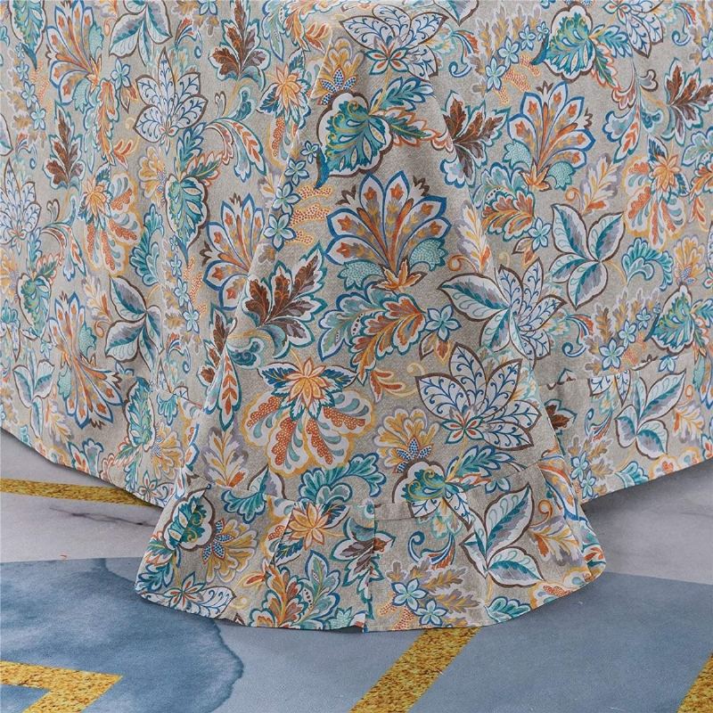 Sada Ošuntělých Zlatých Květinových Prostěradel Klasická Povlečení Vintage Farmhouse Elegantní Royal Print100% Bavlna.4dílná