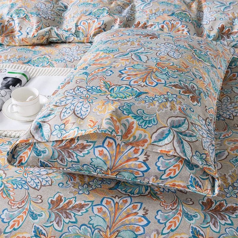Sada Ošuntělých Zlatých Květinových Prostěradel Klasická Povlečení Vintage Farmhouse Elegantní Royal Print100% Bavlna.4dílná