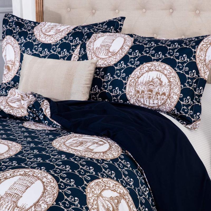 Sada Povlečení Paisley Queen Size 3dílná Na Přikrývku Z Českého Damašku Se Zapínáním Na Zip (1 Povlak Na Peřinu + 2 Přikrývky)