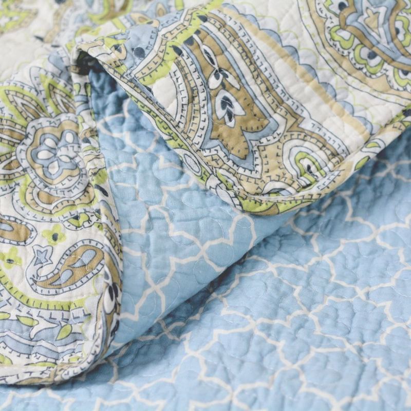 Sada Povlečení S Potiskem Green Paisley Luxusní Nadrozměrná Přikrývek Queen Jemná Bavlna Romantické Přehozy Na Postel Size
