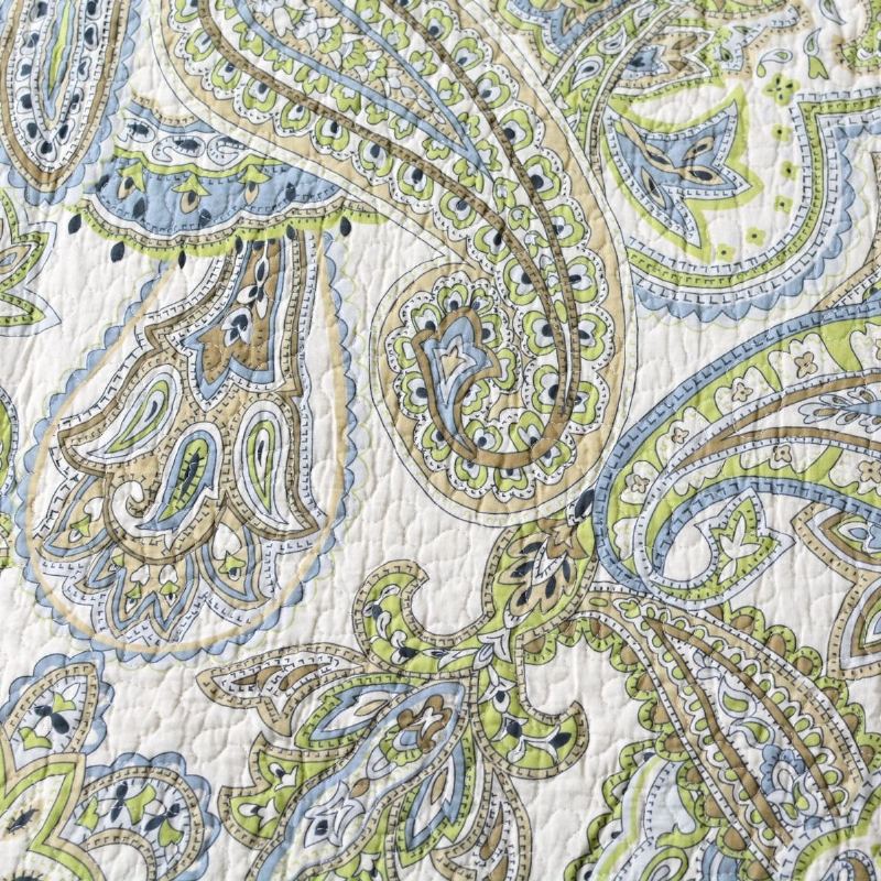 Sada Povlečení S Potiskem Green Paisley Luxusní Nadrozměrná Přikrývek Queen Jemná Bavlna Romantické Přehozy Na Postel Size