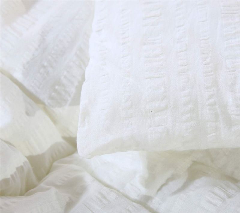 Sada Přikrývek Queen Size Luxury White Seersucker Set 100% Bavlna 3ks Měkká Docela Esteticky Lehká