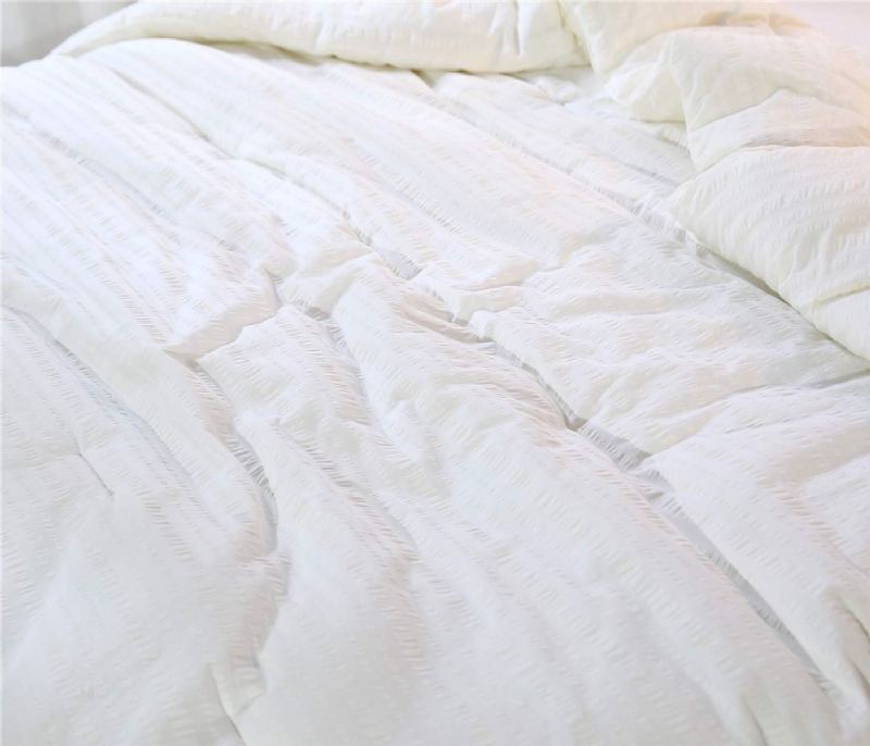 Sada Přikrývek Queen Size Luxury White Seersucker Set 100% Bavlna 3ks Měkká Docela Esteticky Lehká
