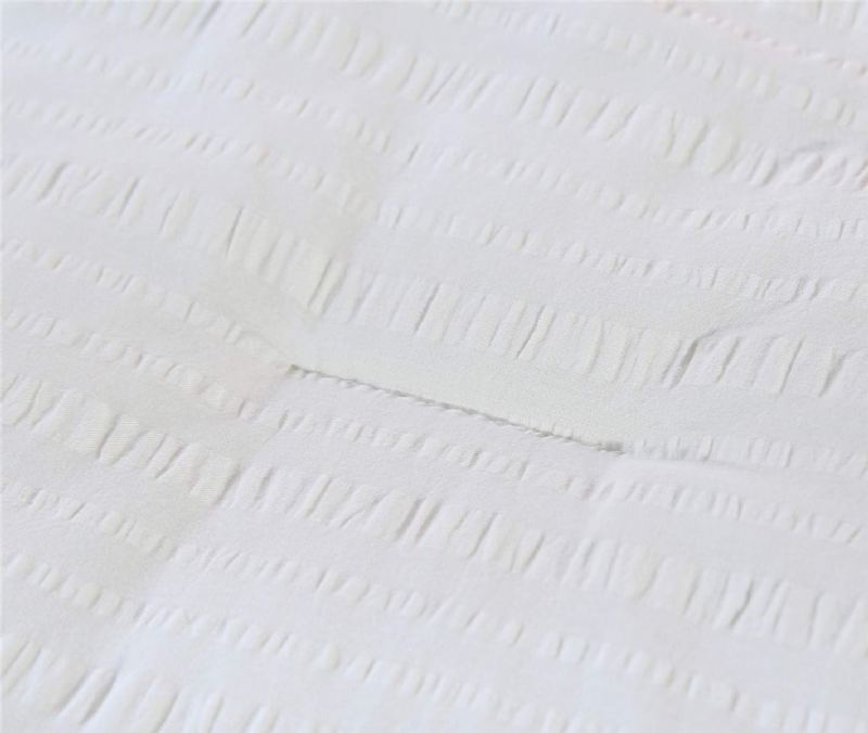 Sada Přikrývek Queen Size Luxury White Seersucker Set 100% Bavlna 3ks Měkká Docela Esteticky Lehká