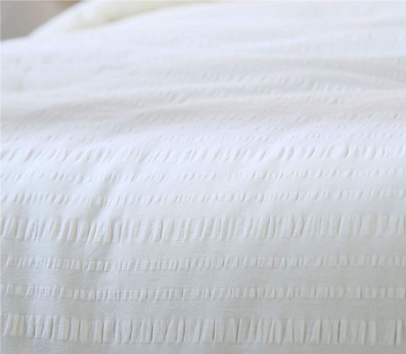 Sada Přikrývek Queen Size Luxury White Seersucker Set 100% Bavlna 3ks Měkká Docela Esteticky Lehká