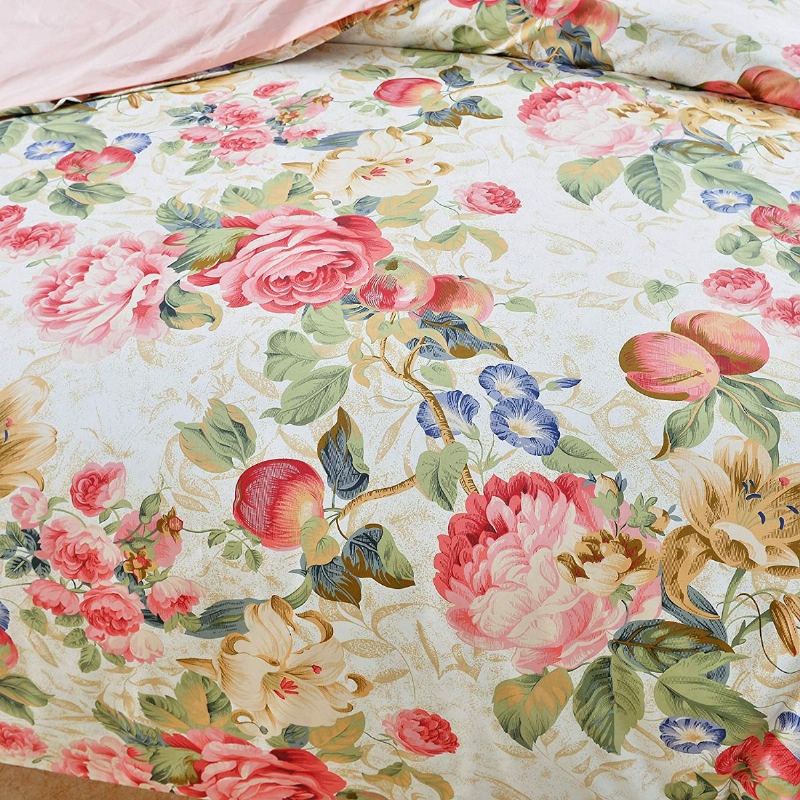Shabby Floral Classic Pestrobarevné Luxusní Růžové Ložní Soupravy 3ks (1 Povlak Na Přikrývku + 2 Povlaky Na Polštář)