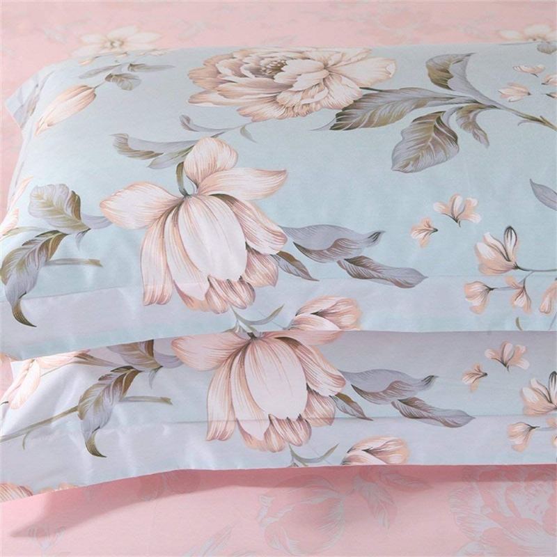 Shabby Pink Blue Květinové Ložní Soupravy Sada Bavlněných Povlaků Na Přikrývku 4dílná