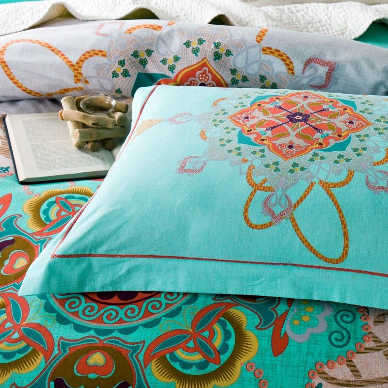 Teal Shabby Floral Girls Povlak Set Bohemian Bedding