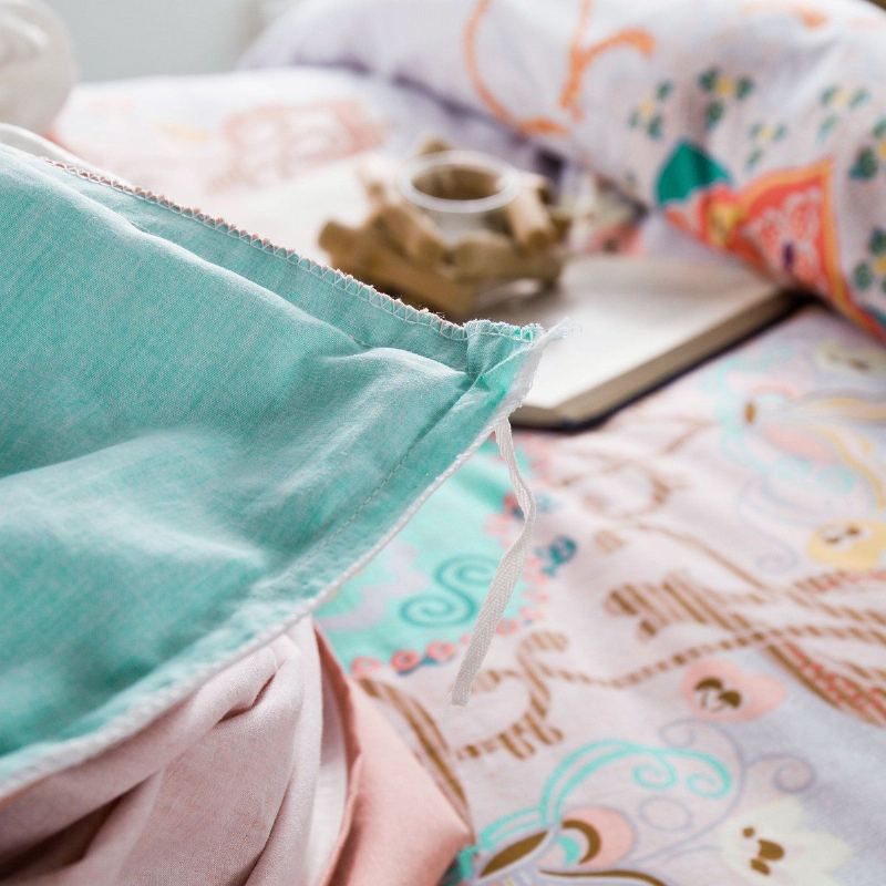 Teal Shabby Floral Girls Povlak Set Bohemian Bedding