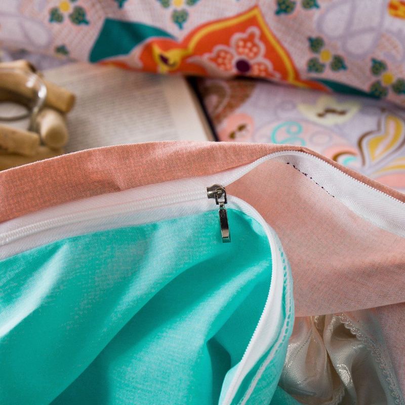 Teal Shabby Floral Girls Povlak Set Bohemian Bedding