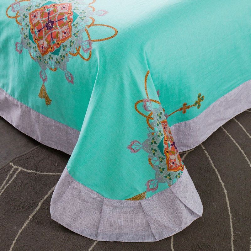 Teal Shabby Floral Girls Povlak Set Bohemian Bedding