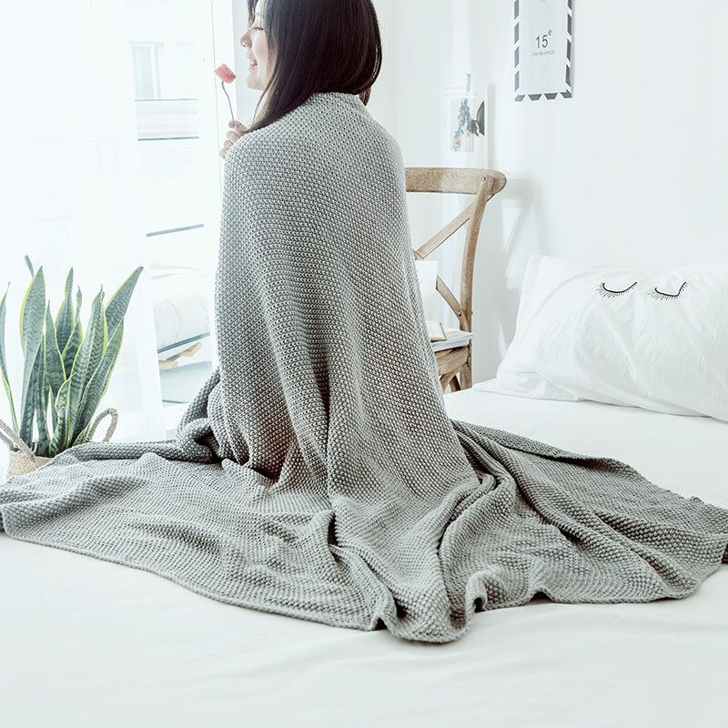 Vlněná Bavlněná Měkká Přikrývka Pletací Teplá Pohovka Na Postel Pro Bytový Textil