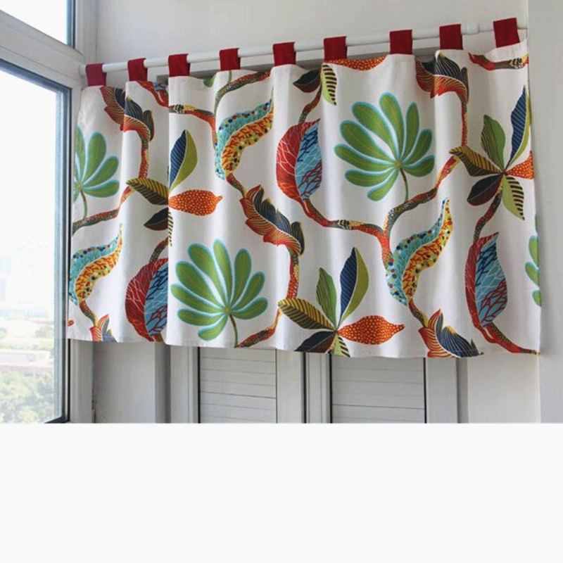 Barevný Vzor Listů Kavárna Záclony Kuchyňské Řady Ošetření Oken Valances1 Panel