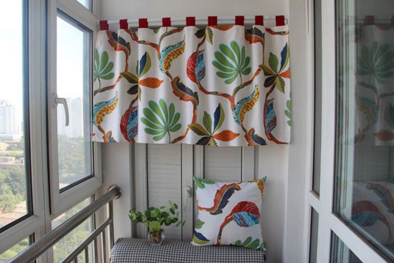 Barevný Vzor Listů Kavárna Záclony Kuchyňské Řady Ošetření Oken Valances1 Panel