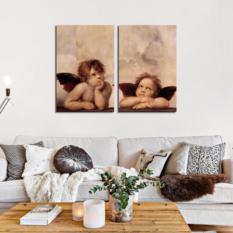 Miico Ručně Malované Kombinované Dekorativní Obrazy Angel Been Thinking Wall Art Pro Domácí Dekoraci