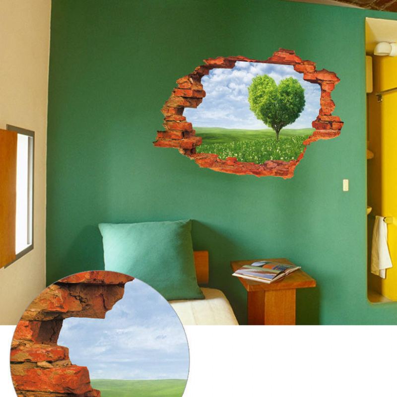 Nálepka Miico Creative 3d Love Tree Scenery Rozbitá Zeď Odnímatelná Domácí Pokoj Dekorativní Nástěnná Dekorace