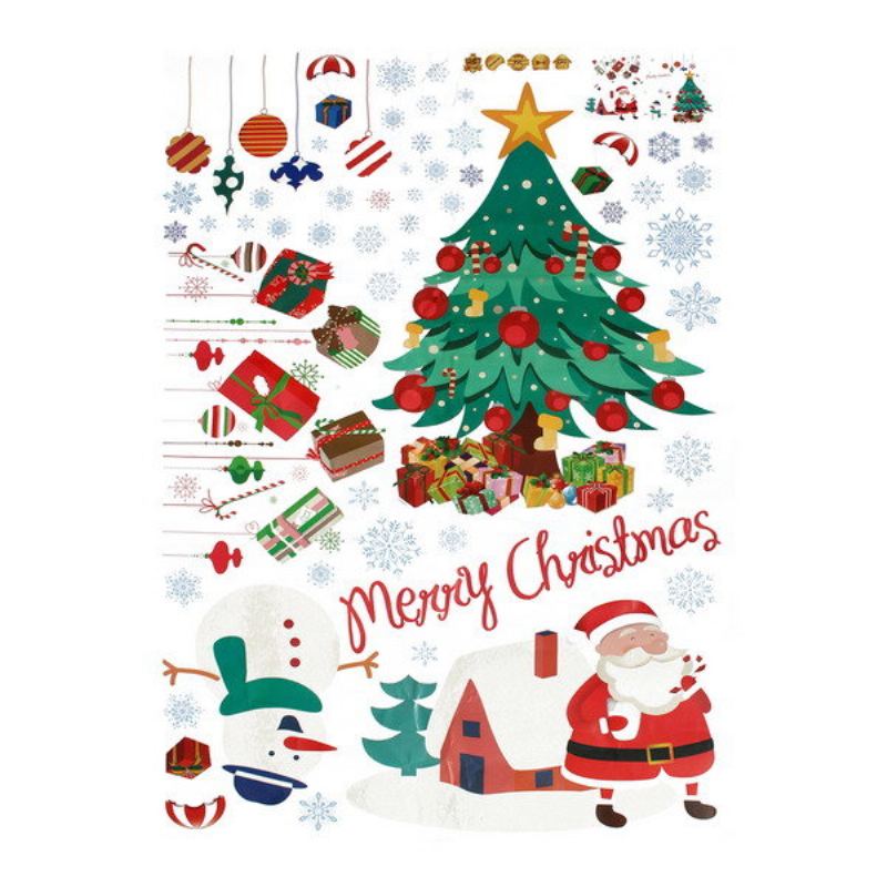 Odnímatelné Samolepky Na Zeď Vánoční Santa Sněhulák Na Okno Home Decor